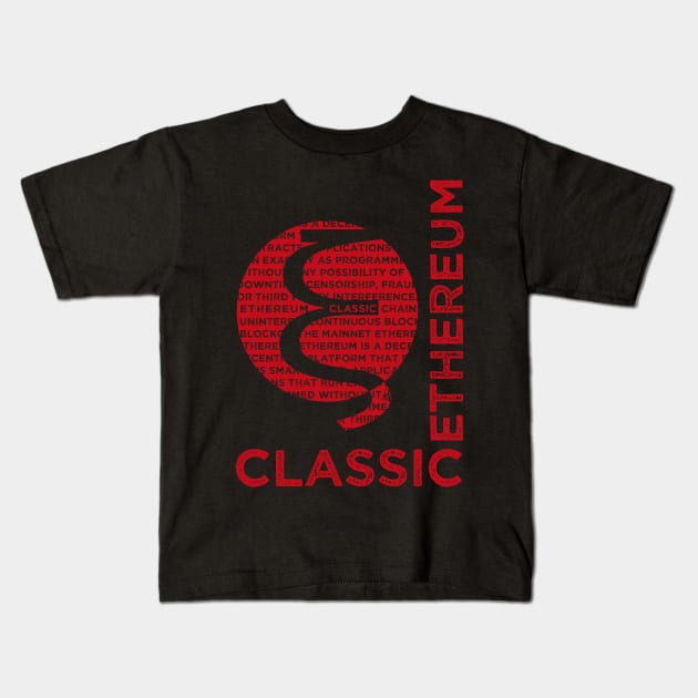 Ethereum Classic (red) Kids T-Shirt by andreabeloque